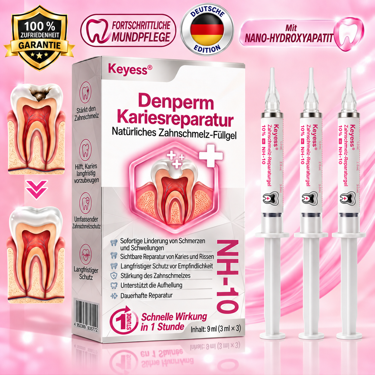 ✨👍Keyess® DenPerm🎉 — Gel zur natürlichen Zahnschmelzpflege bei Karies, empfindlichen Zähnen und geschwächtem Zahnschmelz