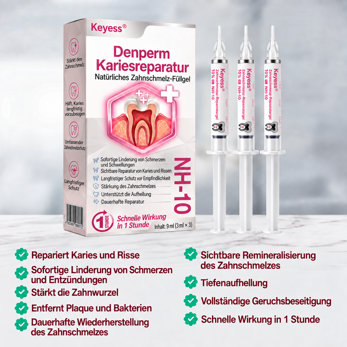 ✨👍Keyess® DenPerm🎉 — Gel zur natürlichen Zahnschmelzpflege bei Karies, empfindlichen Zähnen und geschwächtem Zahnschmelz