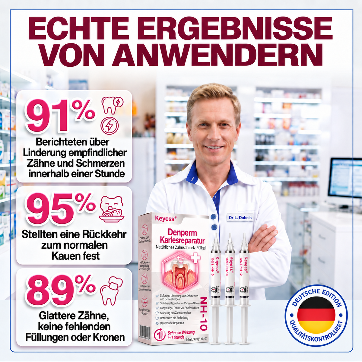 ✨👍Keyess® DenPerm🎉 — Gel zur natürlichen Zahnschmelzpflege bei Karies, empfindlichen Zähnen und geschwächtem Zahnschmelz