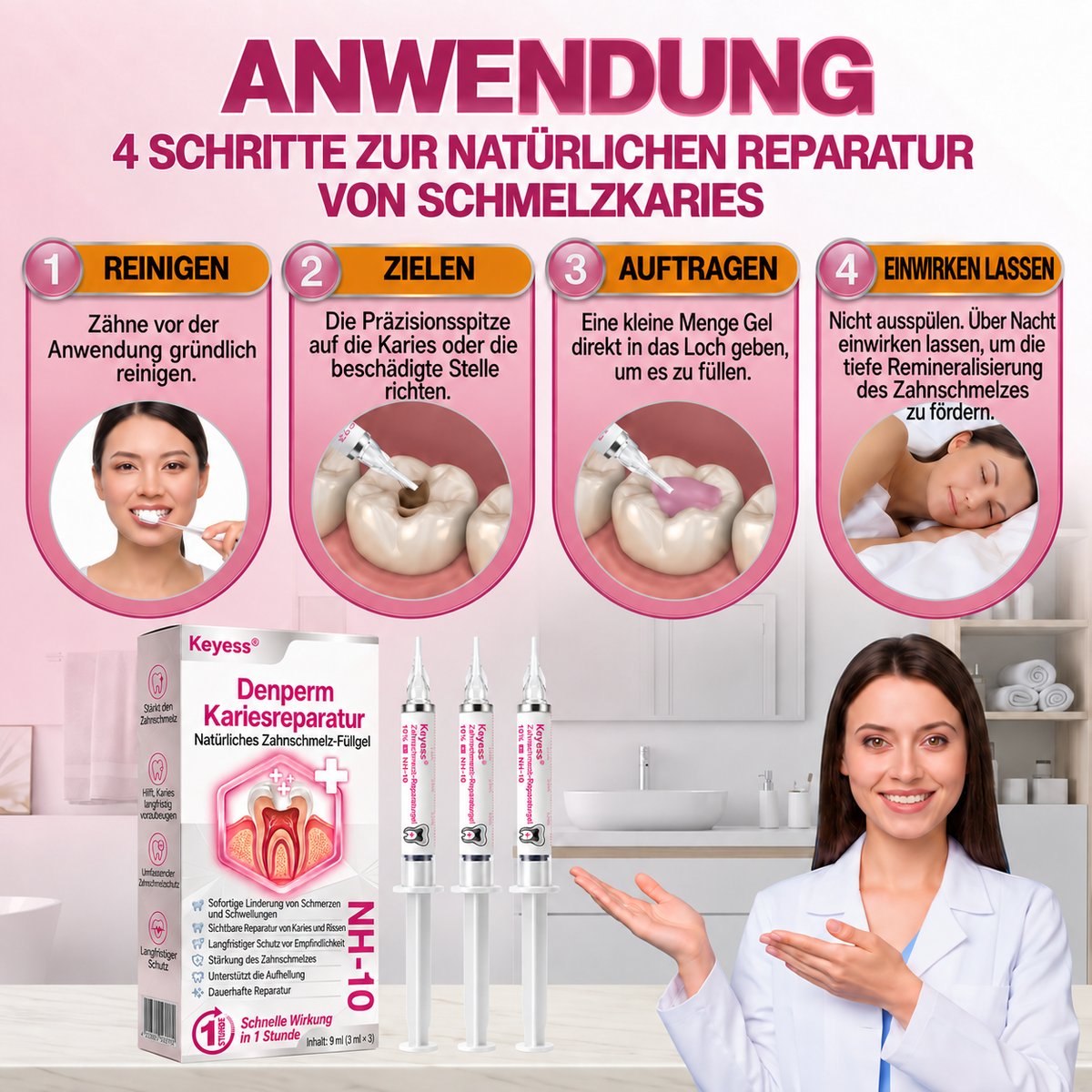 ✨👍Keyess® DenPerm🎉 — Gel zur natürlichen Zahnschmelzpflege bei Karies, empfindlichen Zähnen und geschwächtem Zahnschmelz