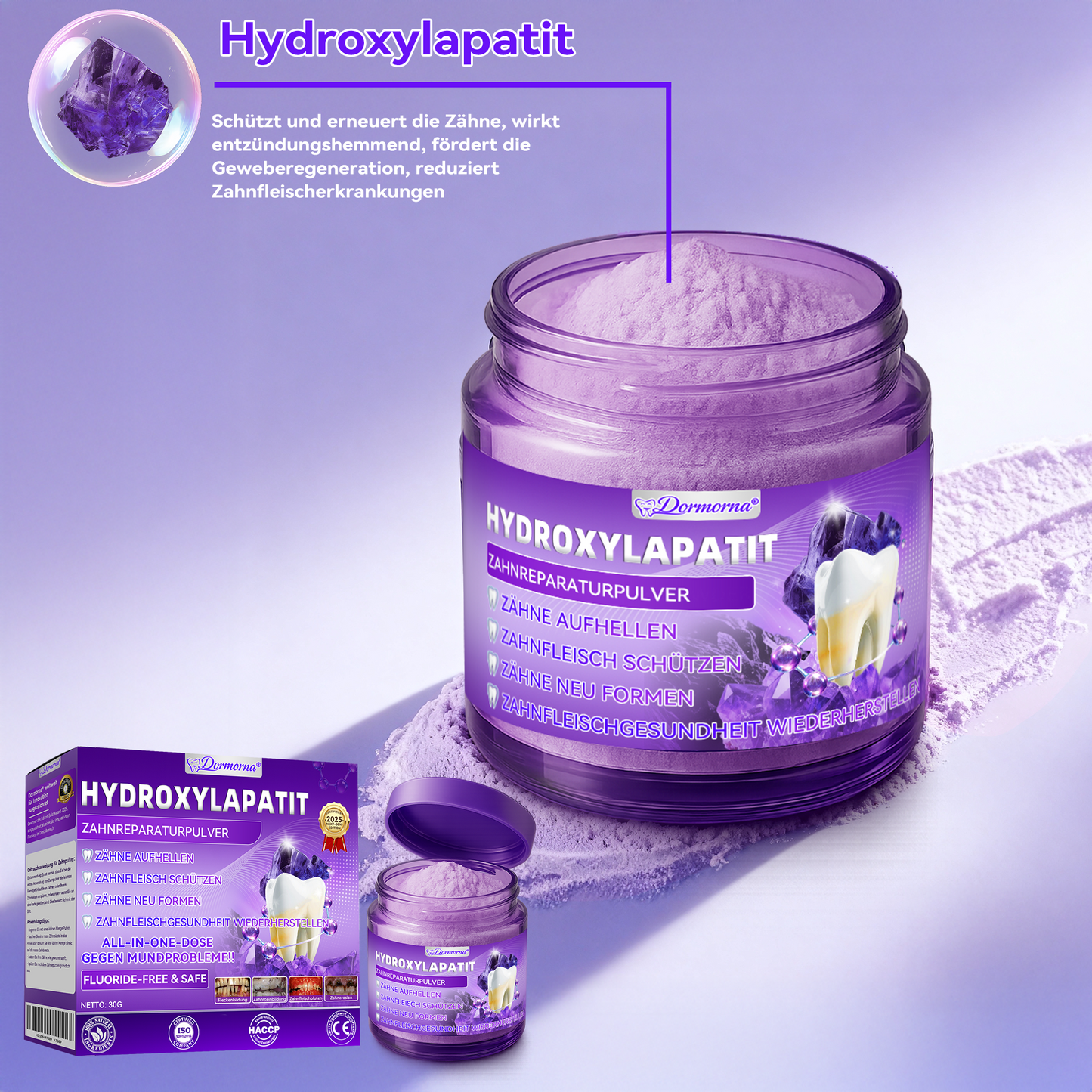 🛡️😁Neujahrs‑Angebot: 80 % RABATT 🎉 Dormorna® Hydroxylapatit‑Zahnreparaturpulver 🦷
