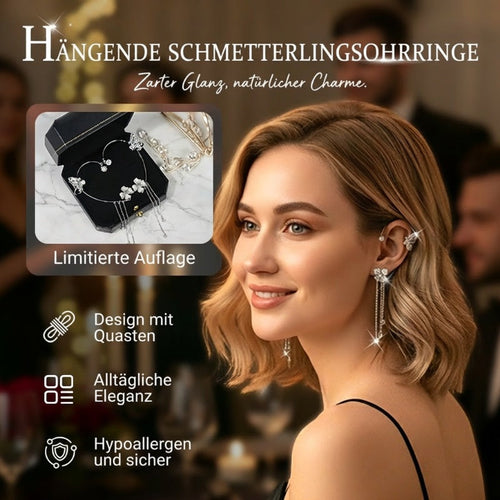 （Elegant und bequem, kein Ohrloch erforderlich）🌸🦋 – 𝐂𝐙𝐓𝐈𝐂𝐋𝐄® Schlichte Ohrclips mit Schmetterlings- und Blumenmotiv & Quasten （Letzter Tag Sonderangebot – 80% Rabatt 🔥）