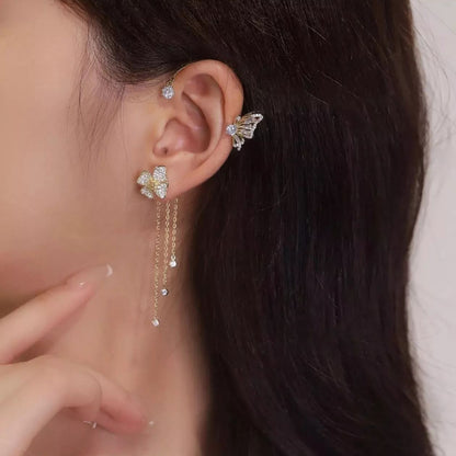 （Elegant und bequem, kein Ohrloch erforderlich）🌸🦋 – 𝐂𝐙𝐓𝐈𝐂𝐋𝐄® Schlichte Ohrclips mit Schmetterlings- und Blumenmotiv & Quasten （Letzter Tag Sonderangebot – 80% Rabatt 🔥）