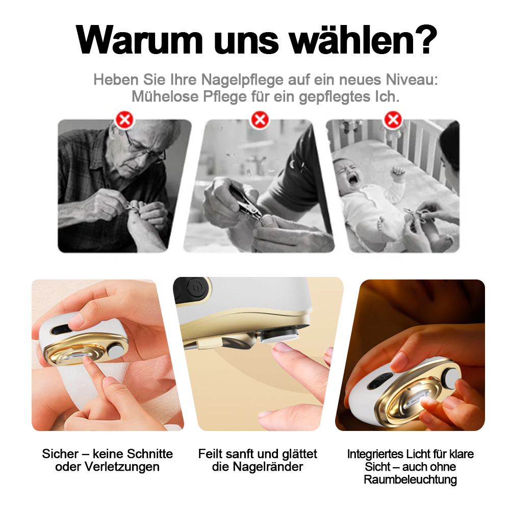 💥LETZTER TAG VERKAUF 50% RABATT💥 2-in-1 Elektrischer Nagelknipser & Polierer 🏆 Universelle automatische Nagelfeile für Erwachsene und Kinder👶