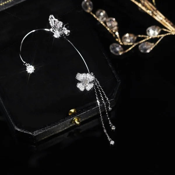 （Elegant und bequem, kein Ohrloch erforderlich）🌸🦋 – 𝐂𝐙𝐓𝐈𝐂𝐋𝐄® Schlichte Ohrclips mit Schmetterlings- und Blumenmotiv & Quasten （Letzter Tag Sonderangebot – 80% Rabatt 🔥）