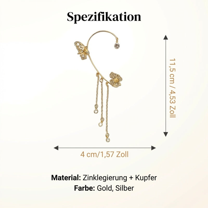 （Elegant und bequem, kein Ohrloch erforderlich）🌸🦋 – 𝐂𝐙𝐓𝐈𝐂𝐋𝐄® Schlichte Ohrclips mit Schmetterlings- und Blumenmotiv & Quasten （Letzter Tag Sonderangebot – 80% Rabatt 🔥）
