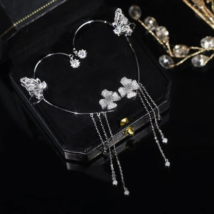 （Elegant und bequem, kein Ohrloch erforderlich）🌸🦋 – 𝐂𝐙𝐓𝐈𝐂𝐋𝐄® Schlichte Ohrclips mit Schmetterlings- und Blumenmotiv & Quasten （Letzter Tag Sonderangebot – 80% Rabatt 🔥）
