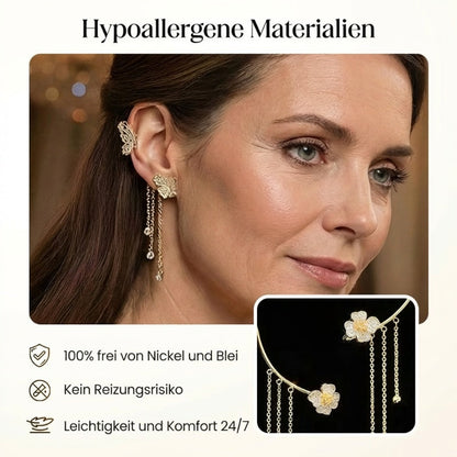 （Elegant und bequem, kein Ohrloch erforderlich）🌸🦋 – 𝐂𝐙𝐓𝐈𝐂𝐋𝐄® Schlichte Ohrclips mit Schmetterlings- und Blumenmotiv & Quasten （Letzter Tag Sonderangebot – 80% Rabatt 🔥）