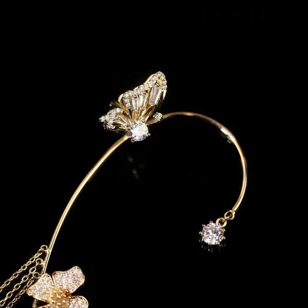 （Elegant und bequem, kein Ohrloch erforderlich）🌸🦋 – 𝐂𝐙𝐓𝐈𝐂𝐋𝐄® Schlichte Ohrclips mit Schmetterlings- und Blumenmotiv & Quasten （Letzter Tag Sonderangebot – 80% Rabatt 🔥）