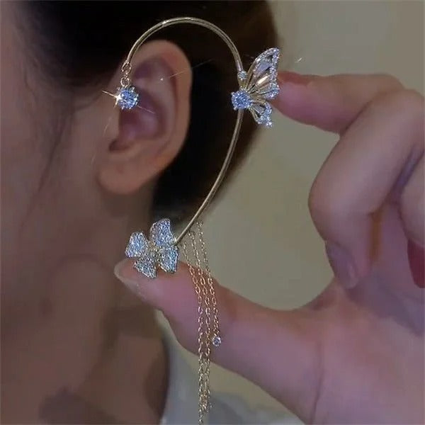 （Elegant und bequem, kein Ohrloch erforderlich）🌸🦋 – 𝐂𝐙𝐓𝐈𝐂𝐋𝐄® Schlichte Ohrclips mit Schmetterlings- und Blumenmotiv & Quasten （Letzter Tag Sonderangebot – 80% Rabatt 🔥）