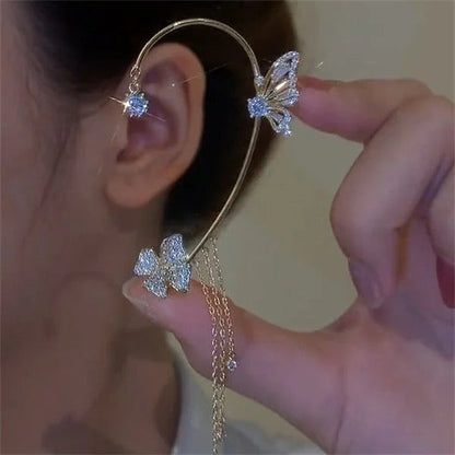 （Elegant und bequem, kein Ohrloch erforderlich）🌸🦋 – 𝐂𝐙𝐓𝐈𝐂𝐋𝐄® Schlichte Ohrclips mit Schmetterlings- und Blumenmotiv & Quasten （Letzter Tag Sonderangebot – 80% Rabatt 🔥）